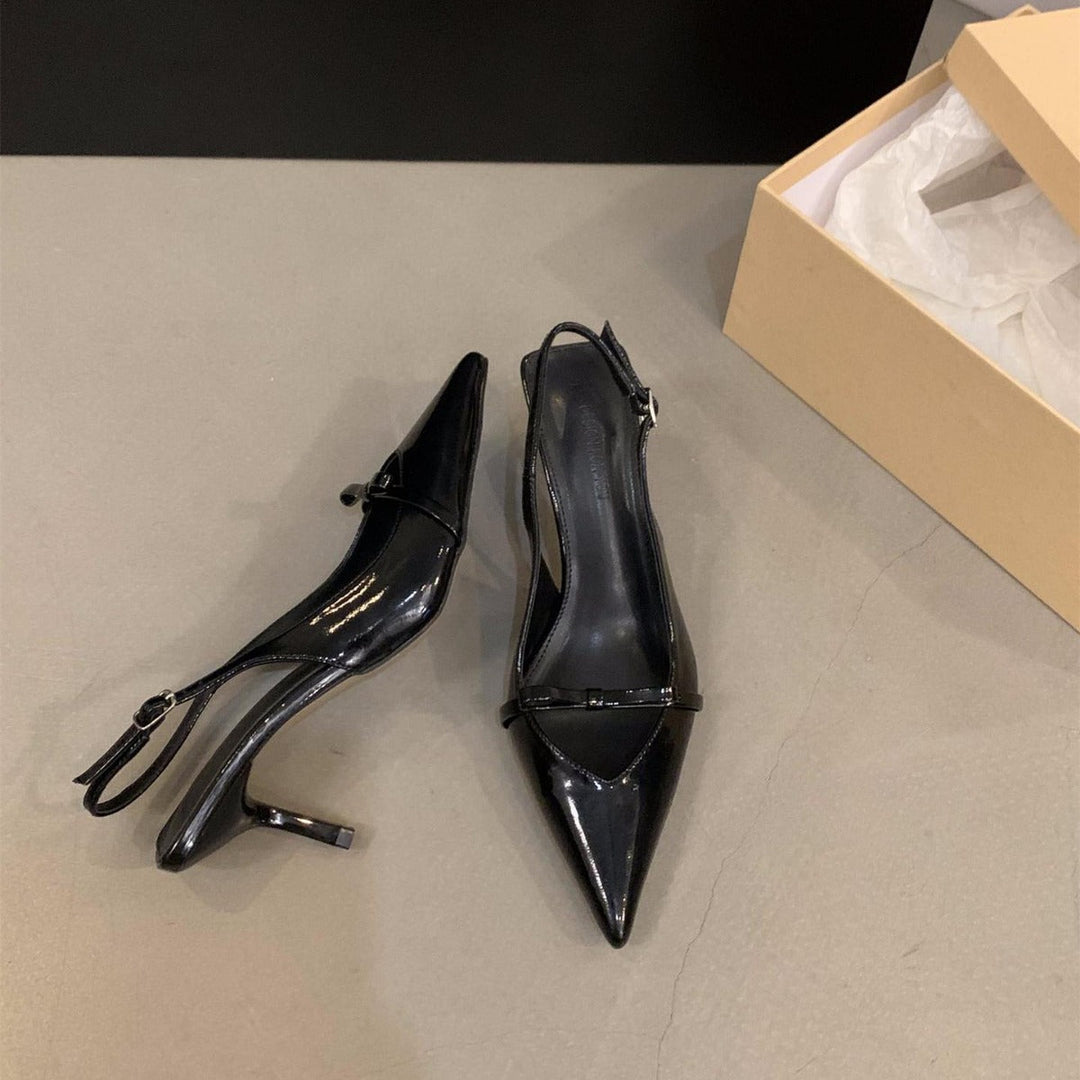 Chic women's party heels, slingback design, fine strap, pointed toe; versatile & stylish women's fashion.