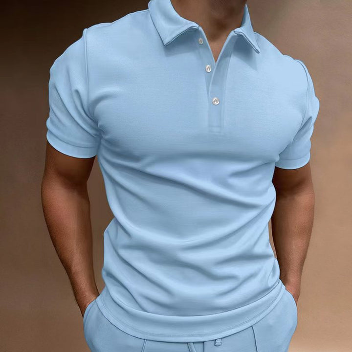 Stylish men's short sleeve polo shirt, perfect for casual wear, golf, or smart casual outfits.