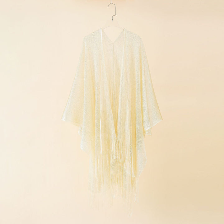 Versatile women's elegant fringe kimono, chic layering piece for spring/summer.