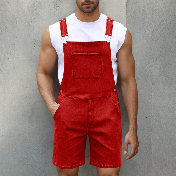 Men's black overalls, stylish and versatile. Relaxed fit jumpsuit with adjustable straps for modern casual wear.