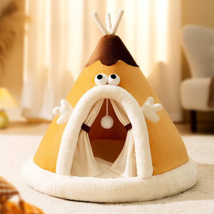 Soft plush cat house tent, a warm pet bed for cats to sleep, hide, and play, perfect for any feline.