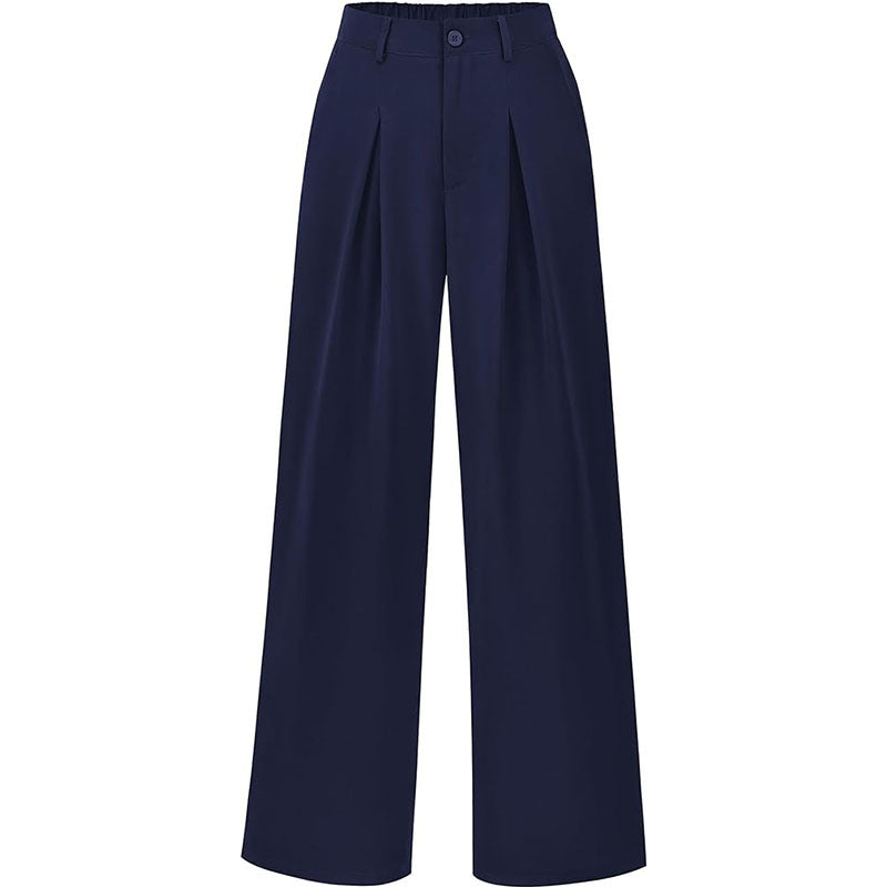 Elegant women's high waist pleated wide leg trousers, a key piece for sophisticated fashion.