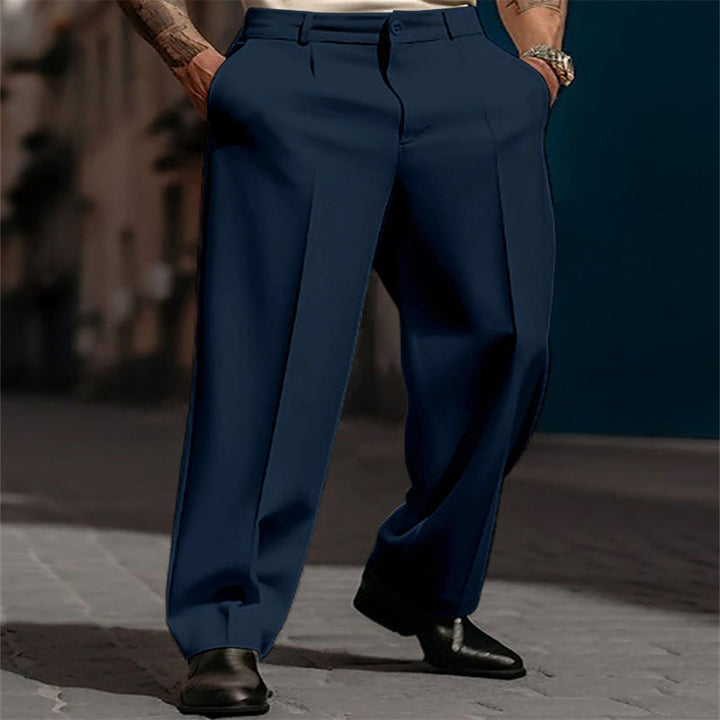 Timeless men's suit pants: high-waisted, wide-leg cut for ultimate comfort and style.