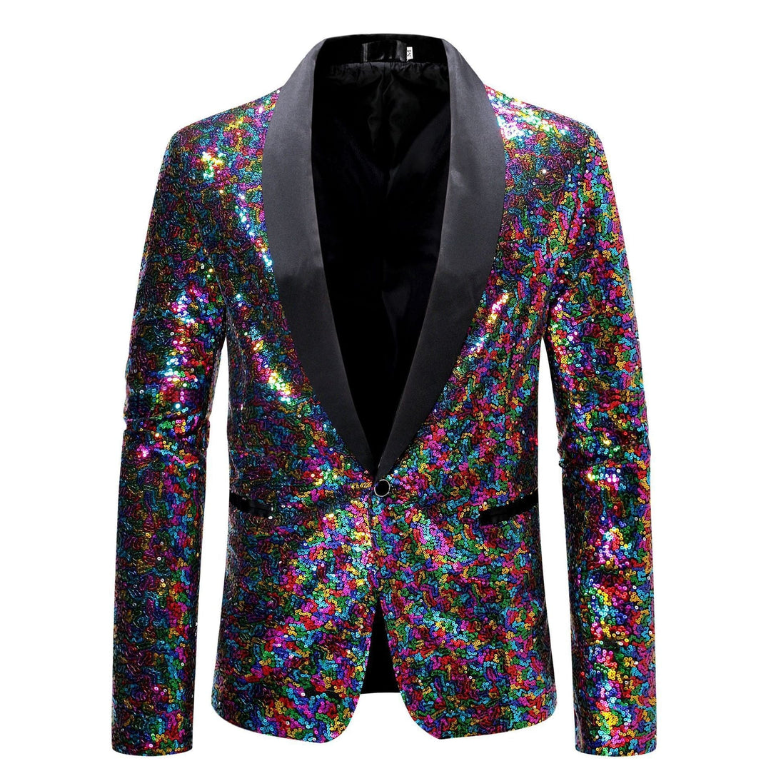 Dapper men's sequin jacket, a statement piece for festive fashion & special occasions.