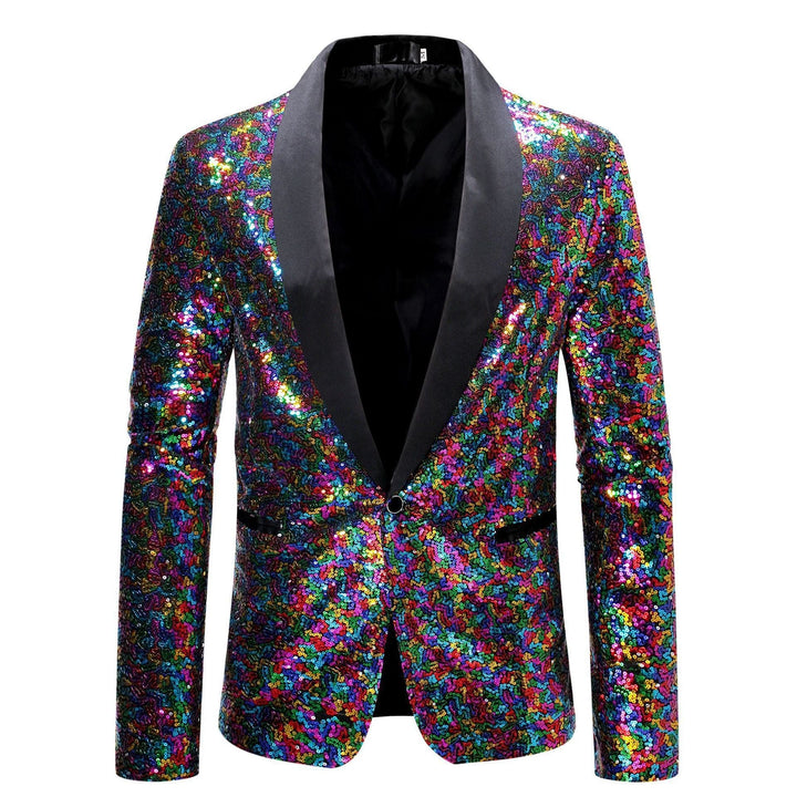 Dapper men's sequin jacket, a statement piece for festive fashion & special occasions.