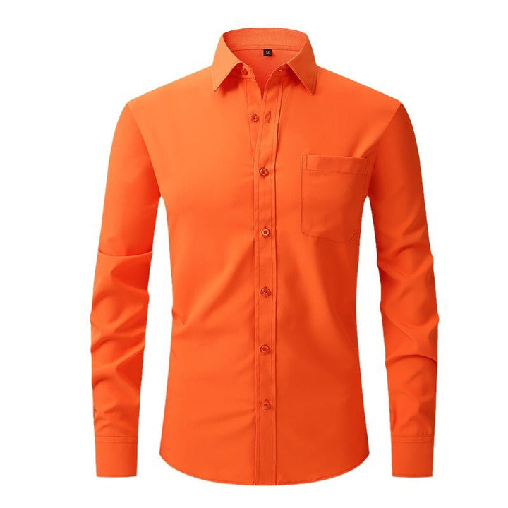 Modern men's grey long sleeve business shirt, offering a sophisticated look for office & formal fashion.