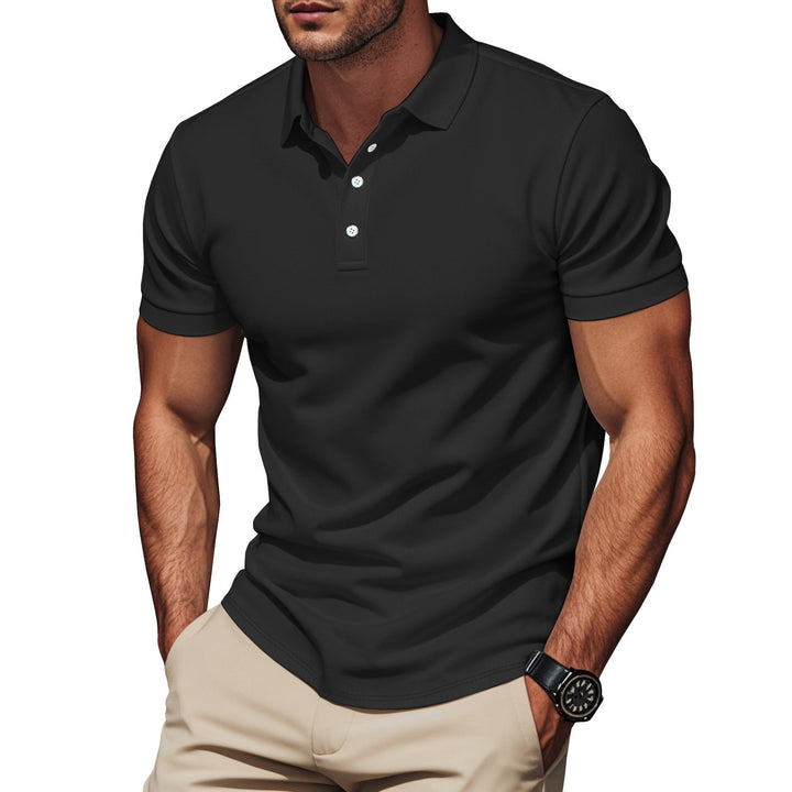 Soft, comfortable men's textured polo shirt. Short sleeve design, ideal for everyday casual style.
