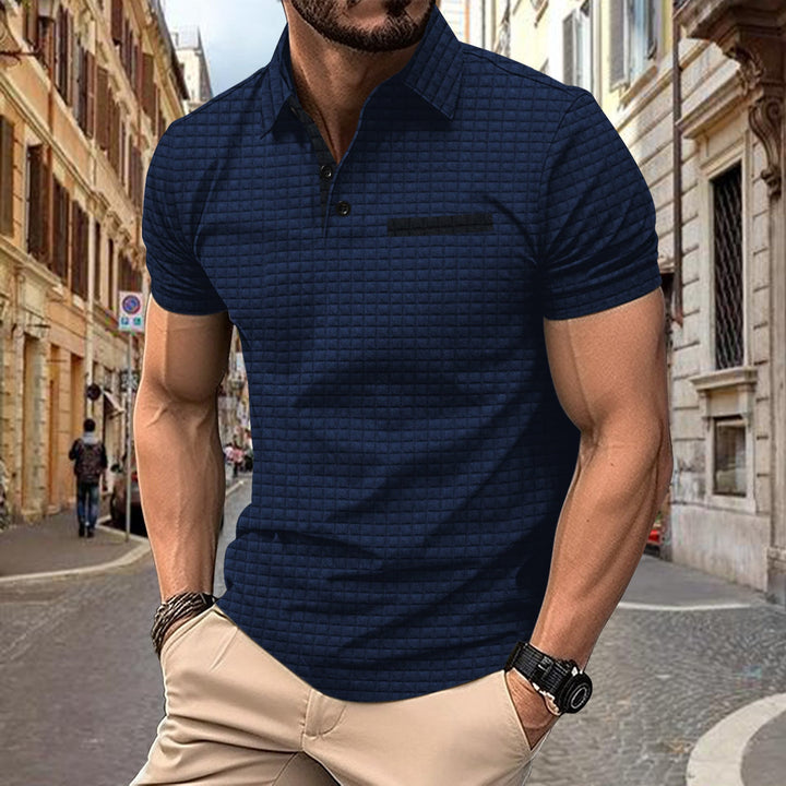 Comfortable men's structured short sleeve polo. Modern fit casual shirt for a contemporary stylish top.