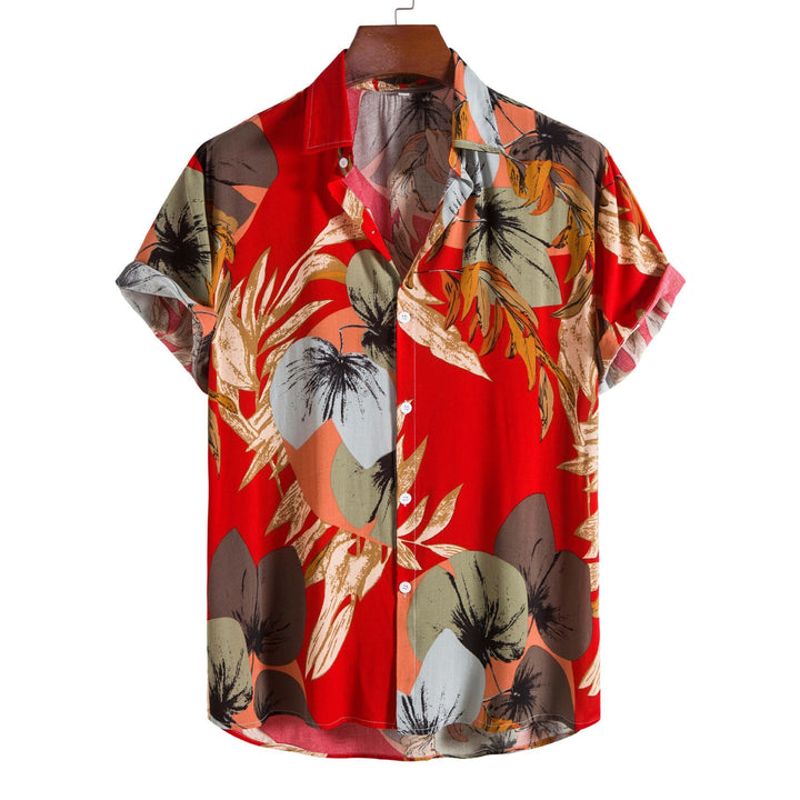 Men's short sleeve shirt featuring a striking floral print and relaxed fit, perfect for summer casual & holiday wear.