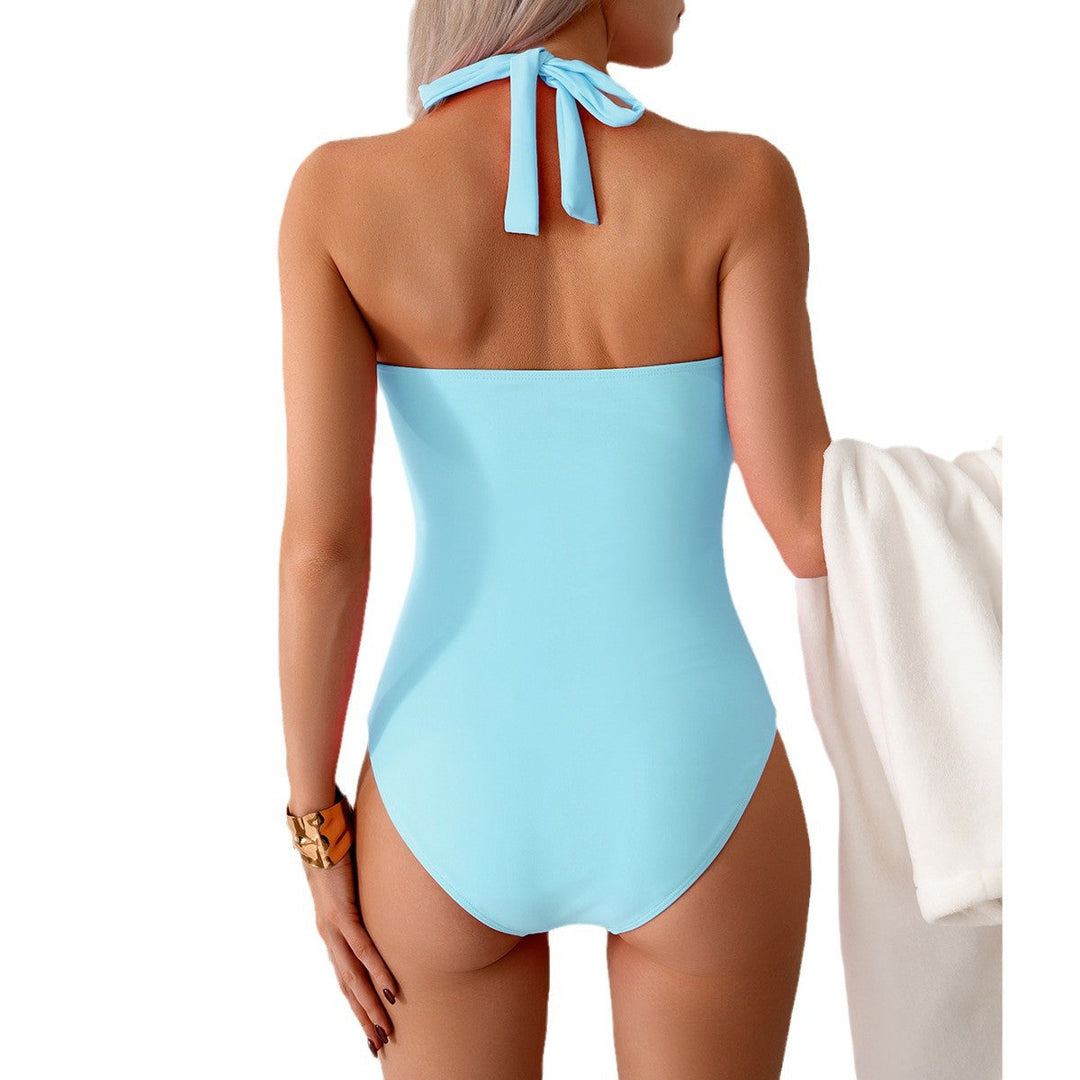 Chic women's one-piece swimsuit with a sophisticated side cut. Ideal swimwear for summer poolside elegance.