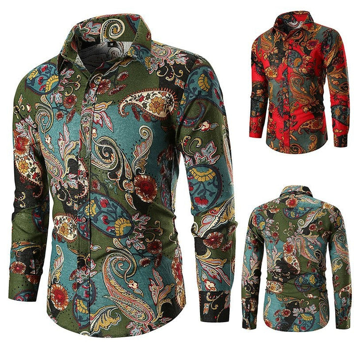 Men's long sleeve shirt, extravagant paisley pattern for a unique and stylish look.