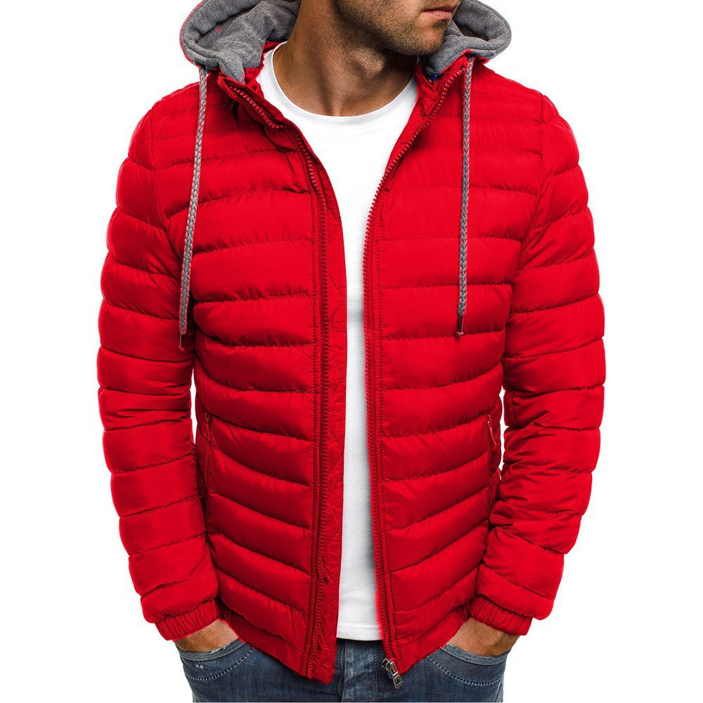 Men's versatile puffer jacket, lightweight and cozy, designed with a functional and removable hood.