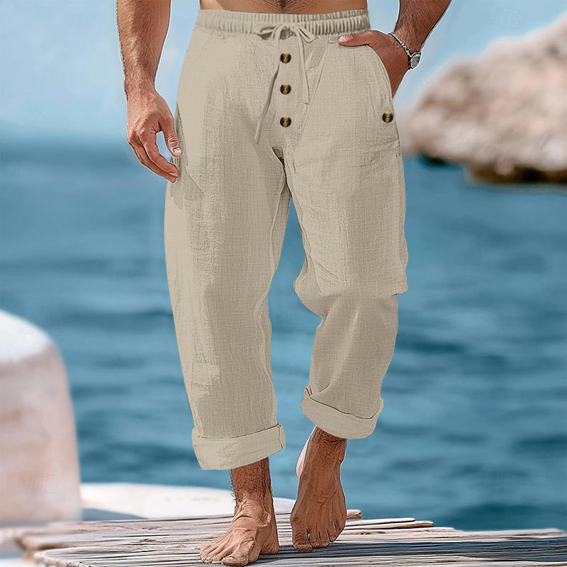 Comfortable men's relaxed fit casual pants, ideal for warm weather and vacation wear.