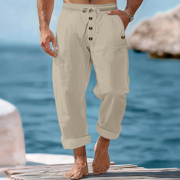 Comfortable men's relaxed fit casual pants, ideal for warm weather and vacation wear.