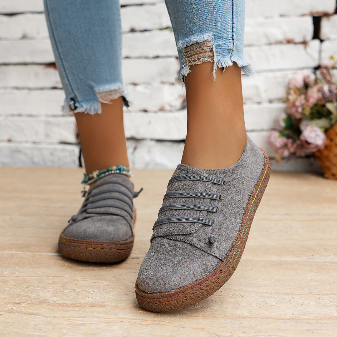 Slip-on women's lightweight loafers, easy elastic laces and non-slip sole for active comfort.