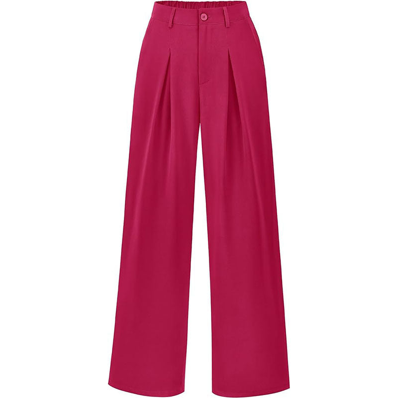 Fashionable women's high waist pleated wide leg trousers, perfect for office or casual elegant wear.