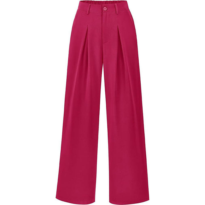 Fashionable women's high waist pleated wide leg trousers, perfect for office or casual elegant wear.