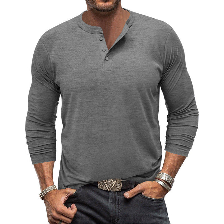 Soft cotton men's long sleeve henley, comfortable casual fit for everyday and leisure wear men's fashion.