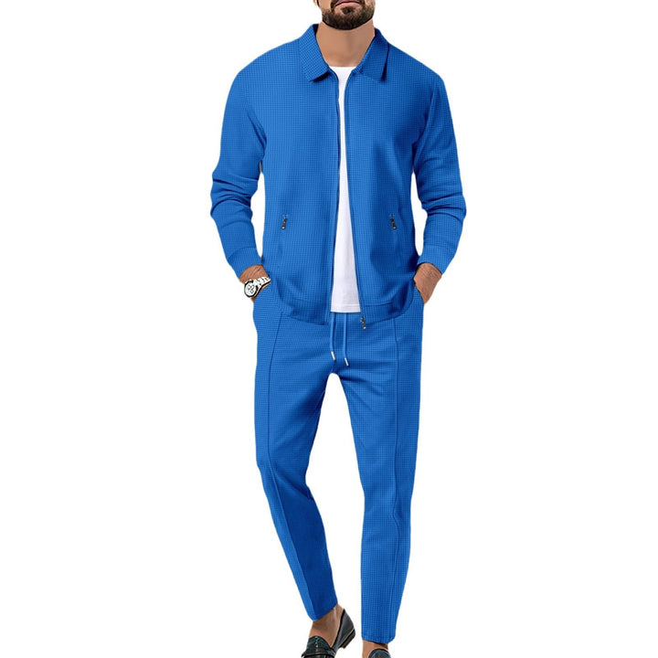 Modern men's track jacket and matching track pants set. Offers ultimate comfort for sports, gym, or daily wear.