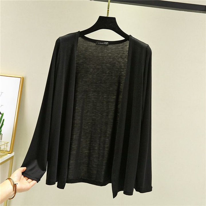 Breathable women's lightweight open front long sleeve cardigan, great for casual everyday style.