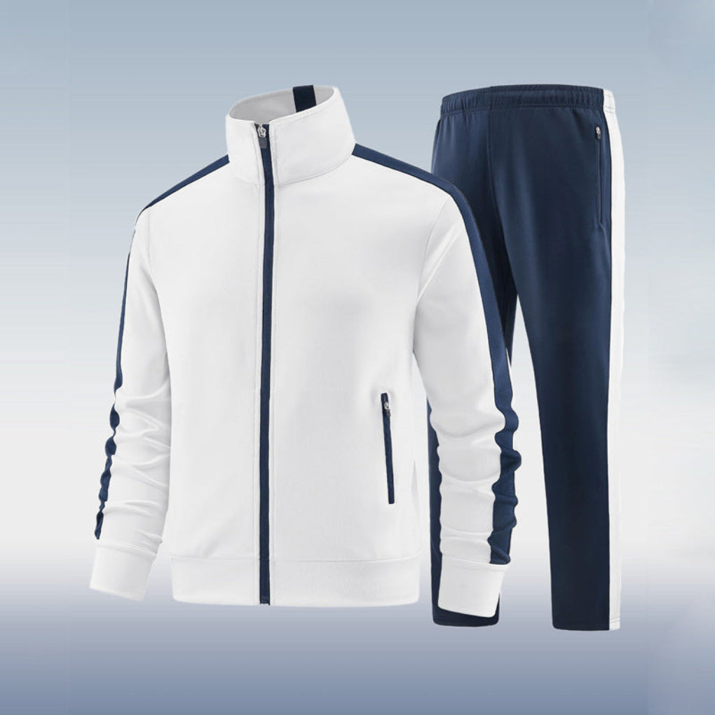 Stylish men's two-piece tracksuit pants. Comfortable activewear suitable for sports, travel, and casual autumn fashion.