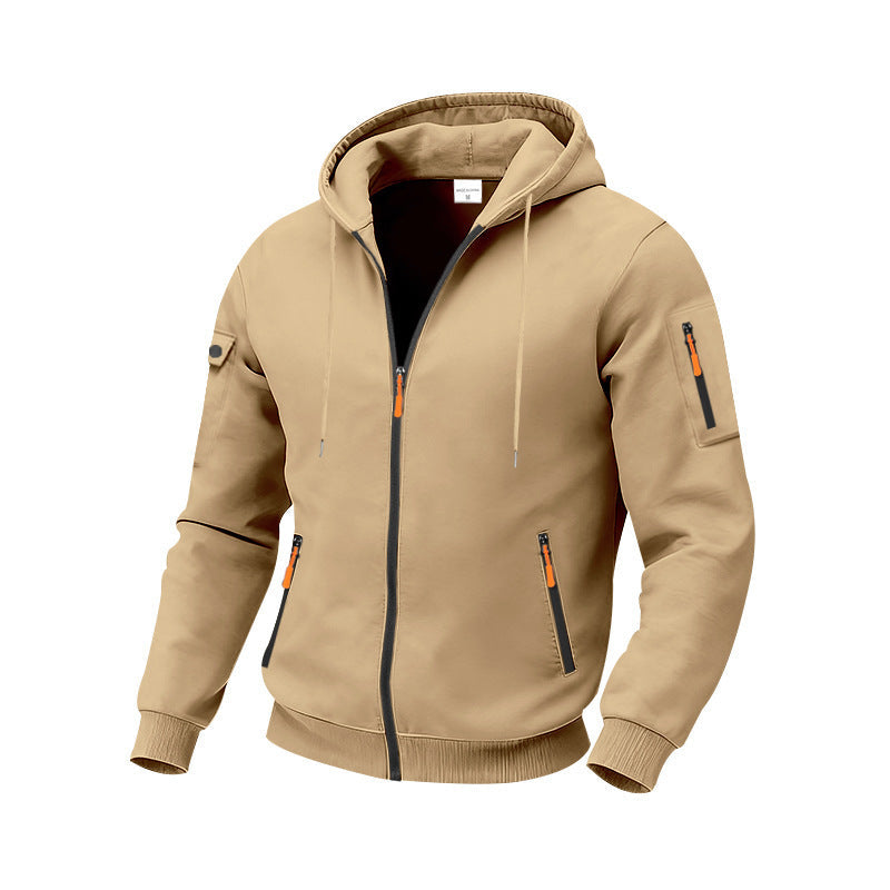Modern men's sporty hoodie with practical zip pockets, ideal for active lifestyles & casual comfort.