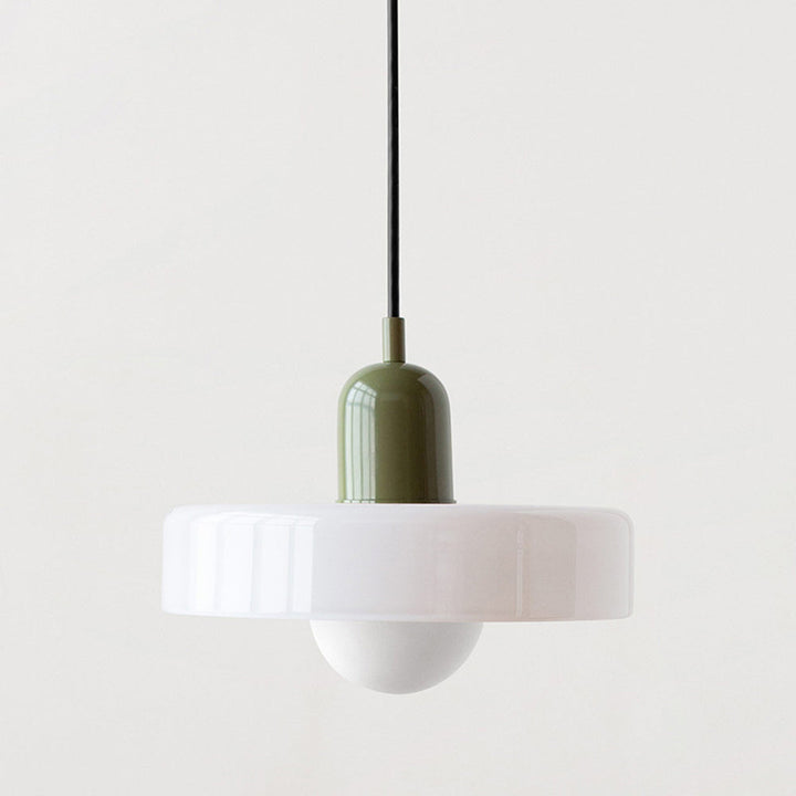 Artistic colored glass pendant, Bauhaus-inspired for modern homes.