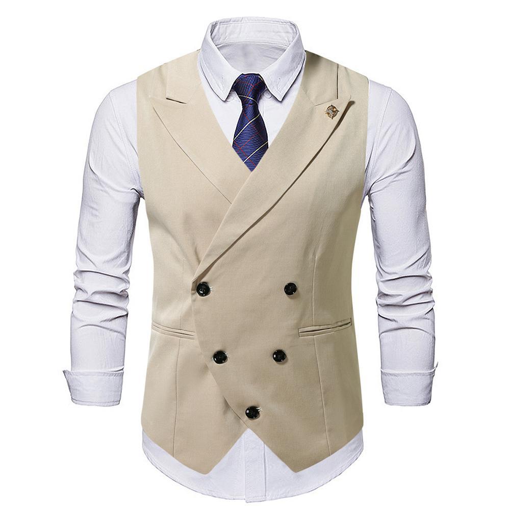 Modern men's double-breasted vest for fashion-forward business attire or elegant event wear. Tailored fit.