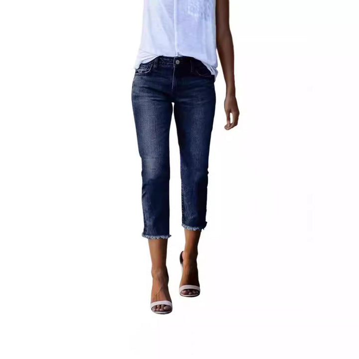 High-waisted cropped jeans for women, offering a modern fit & versatile spring/summer fashion.