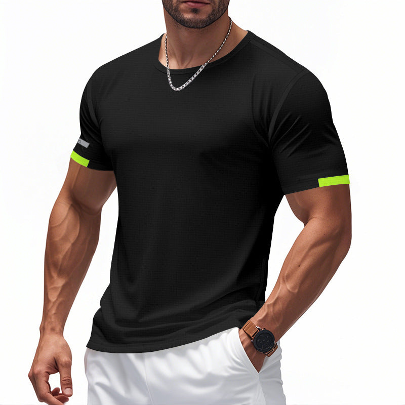 Men's breathable sportswear t-shirt. Reflective accents & quick-dry comfort for active performance.