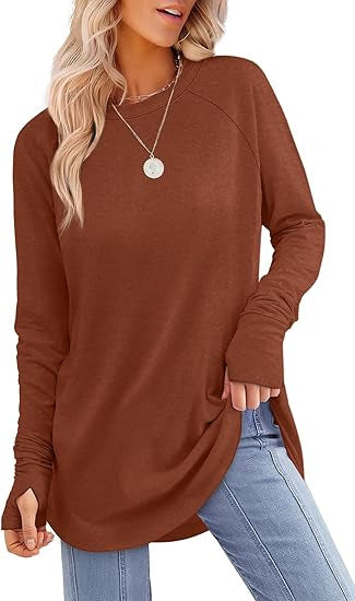 Relaxed fit women's long sleeve t-shirt, casual chic style for comfortable apparel.