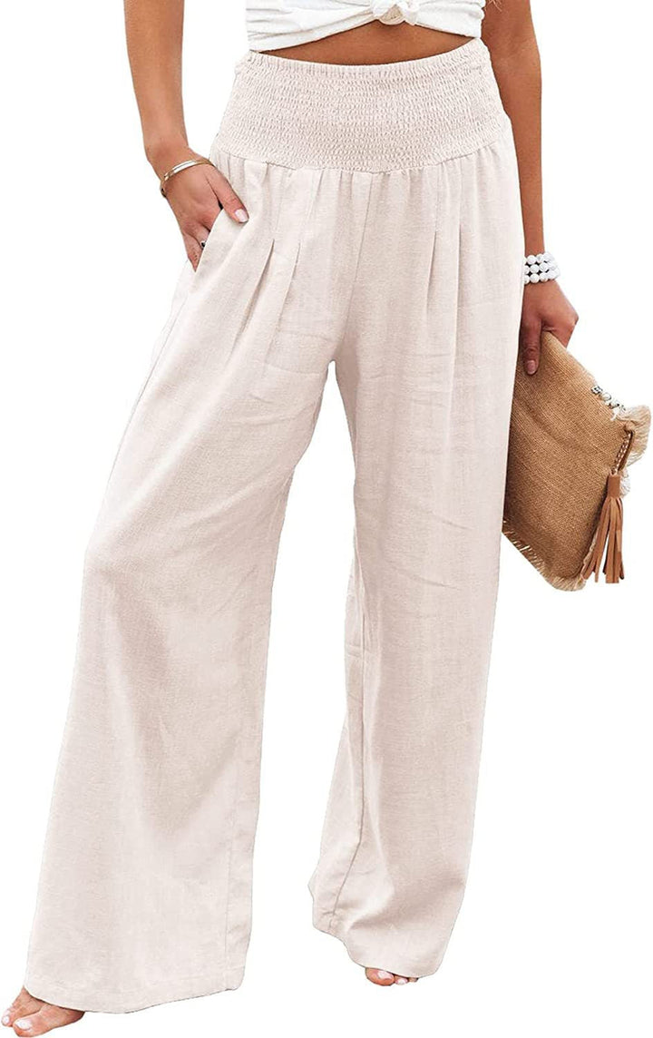 Effortless wide leg trousers for women, super comfy, relaxed fit, great for casual spring style.