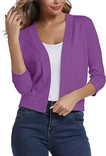 Women's casual open-front 3/4 sleeve cardigan, a versatile and stylish addition.
