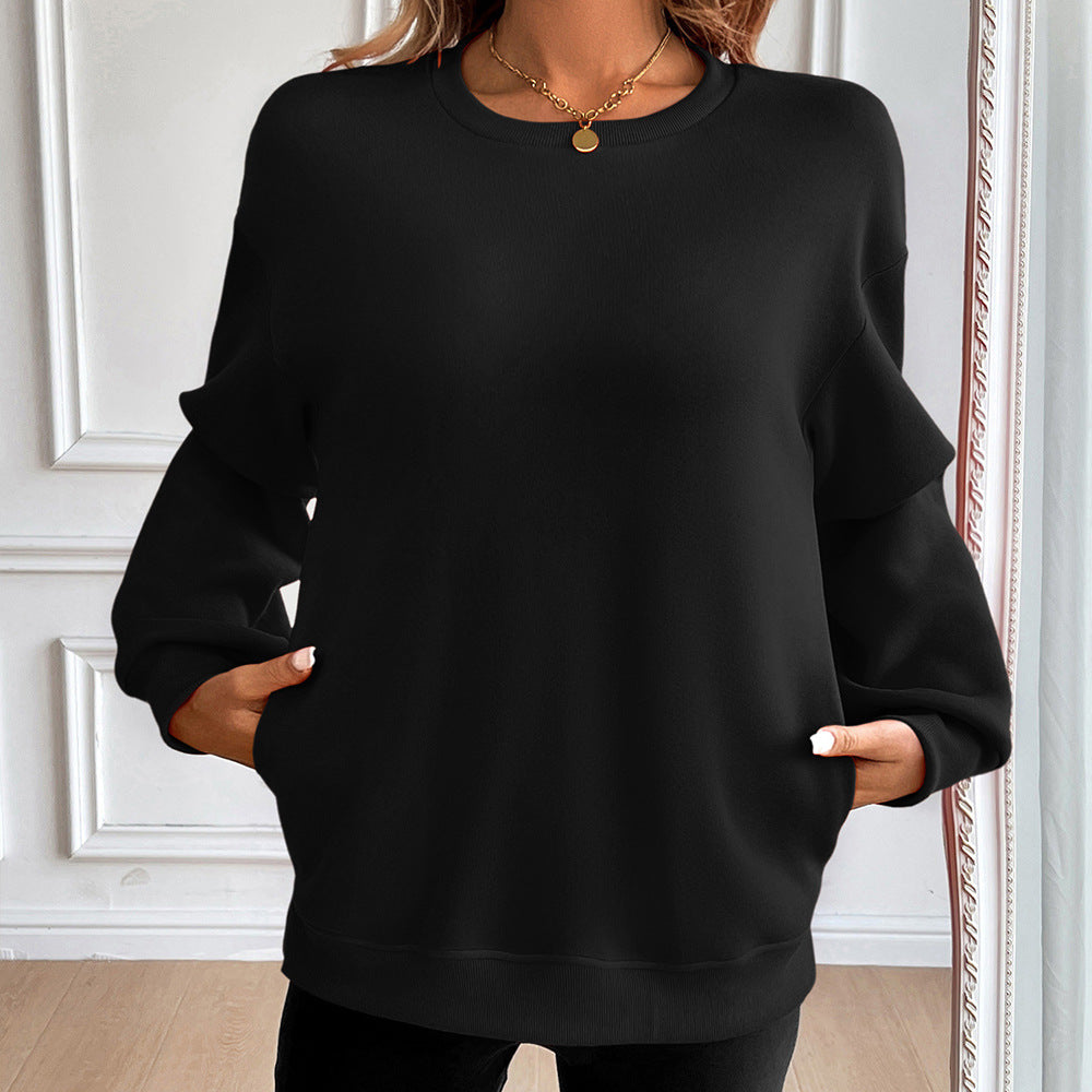 Effortlessly chic women's casual sweatshirt, soft fabric, long sleeves, and a relaxed silhouette for daily use.