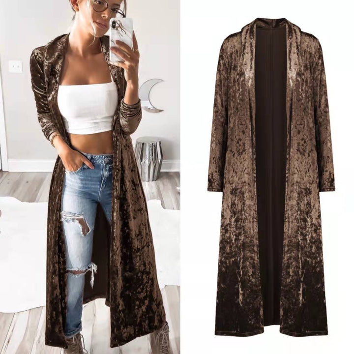 Stylish women's open front duster coat, a lightweight and elegant long cardigan for sophisticated layering.