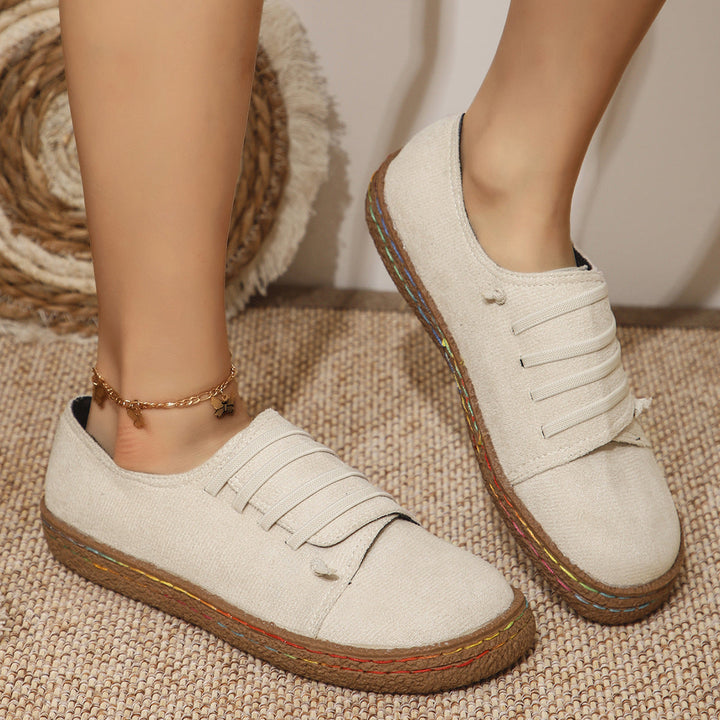 Comfortable women's slip-on loafers, lightweight with elastic laces, perfect for casual fashion.