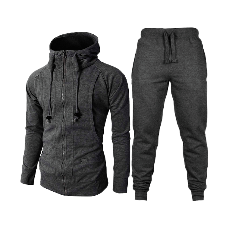 Versatile men's athletic outfit: modern fit sport suit with pockets, great for casual fashion or active training.