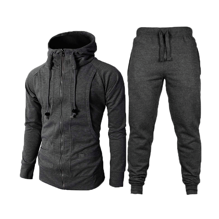 Versatile men's athletic outfit: modern fit sport suit with pockets, great for casual fashion or active training.