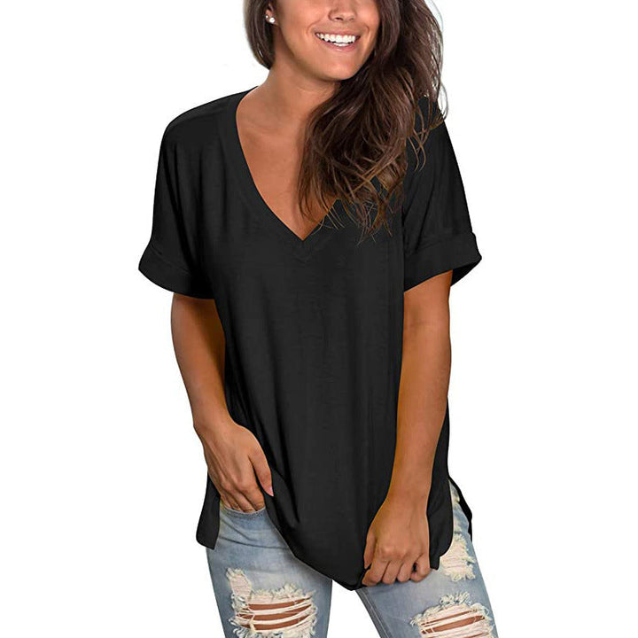 Ultra-soft V-neck women's tee, offering effortless style and everyday comfort for casual outfits.