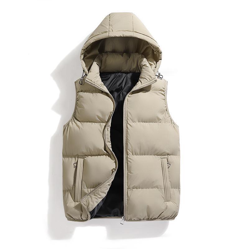 Thermal quilted vest for women, featuring a cozy hood; ideal insulated outerwear for cold weather fashion.