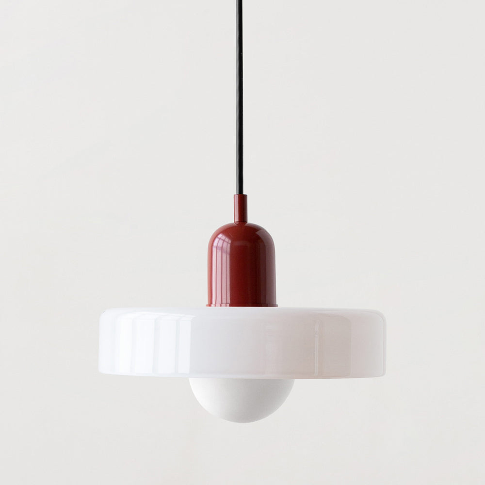 ColorLoop Bauhaus pendant light, modern colored glass for dining rooms.