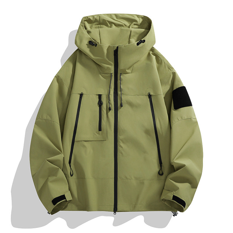 Women's sporty hiking jacket, multi-pocket & adjustable hood. Essential lightweight activewear for outdoor adventures.