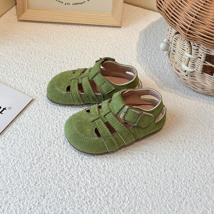 Toddler open-toe summer sandals, non-slip sole for safe active play & outdoor adventures.