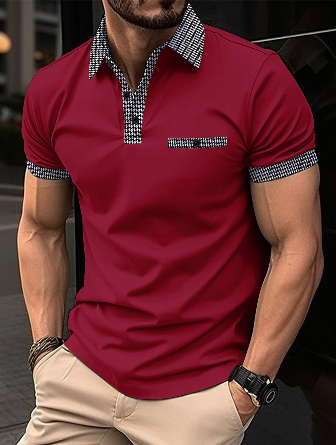 Classic men's button-down polo, breathable fabric, perfect for a stylish everyday look.