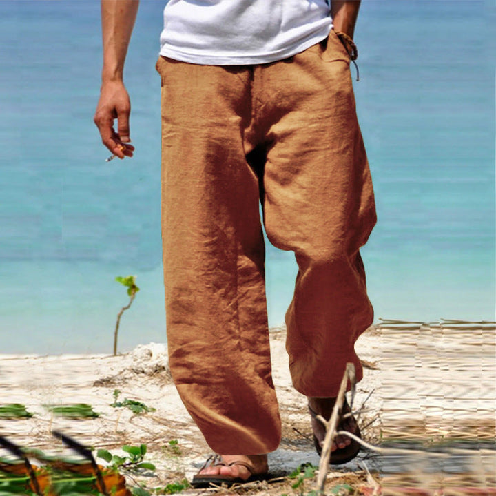 Relaxed fit men's casual trousers, ideal for summer fashion, beachwear & vacation comfort.