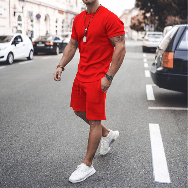 Comfortable men's sportswear for running & training, a versatile shorts set.
