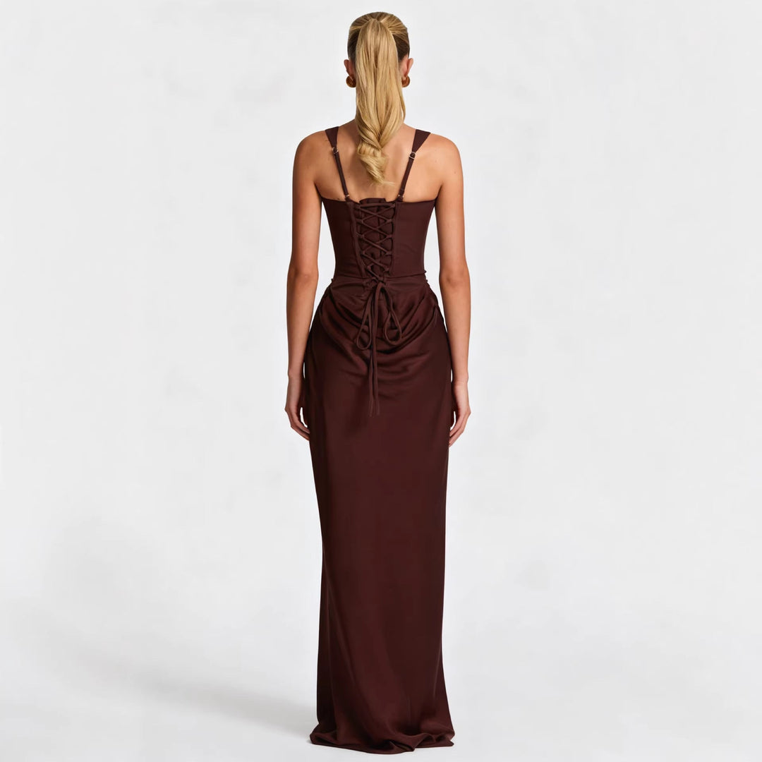 Chic women's bodycon evening dress in black, featuring a sleek square neckline, ideal for parties & special occasions.