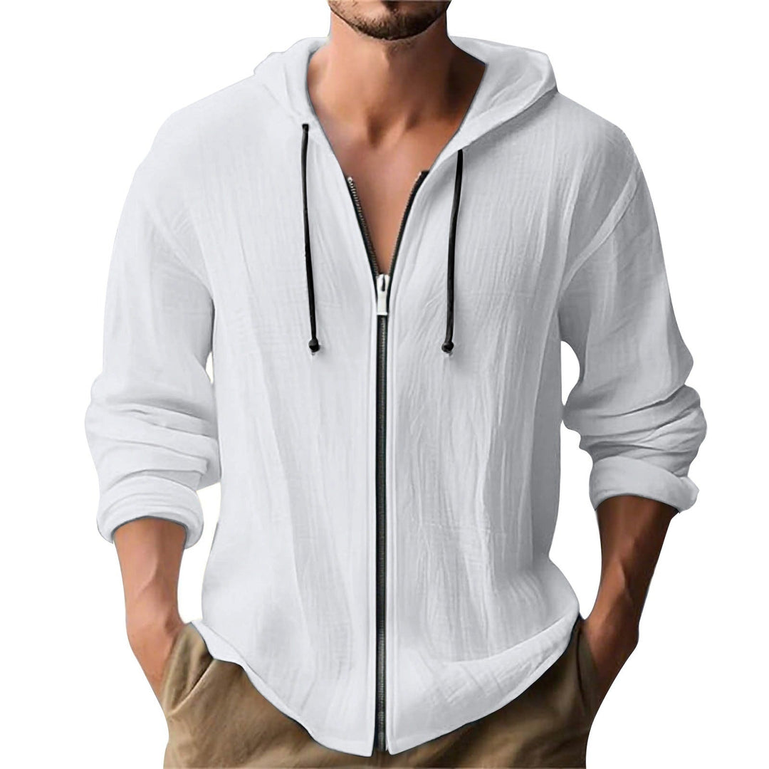 Classic men's full-zip hoodie jacket, cozy & comfortable for casual layering.