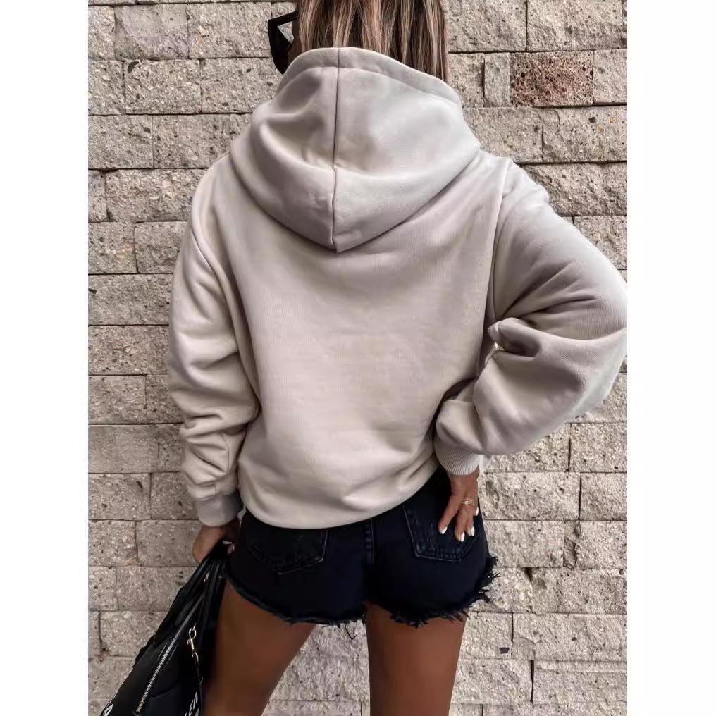 Versatile women's long sleeve pullover hoodie, relaxed fit for easy layering and comfort.