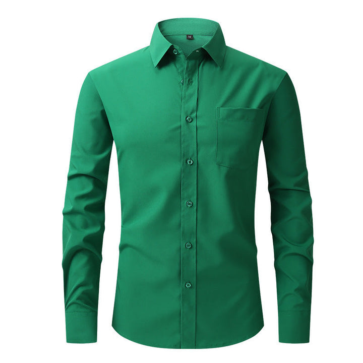 Elegant grey long sleeve business shirt for men, providing a modern professional look.